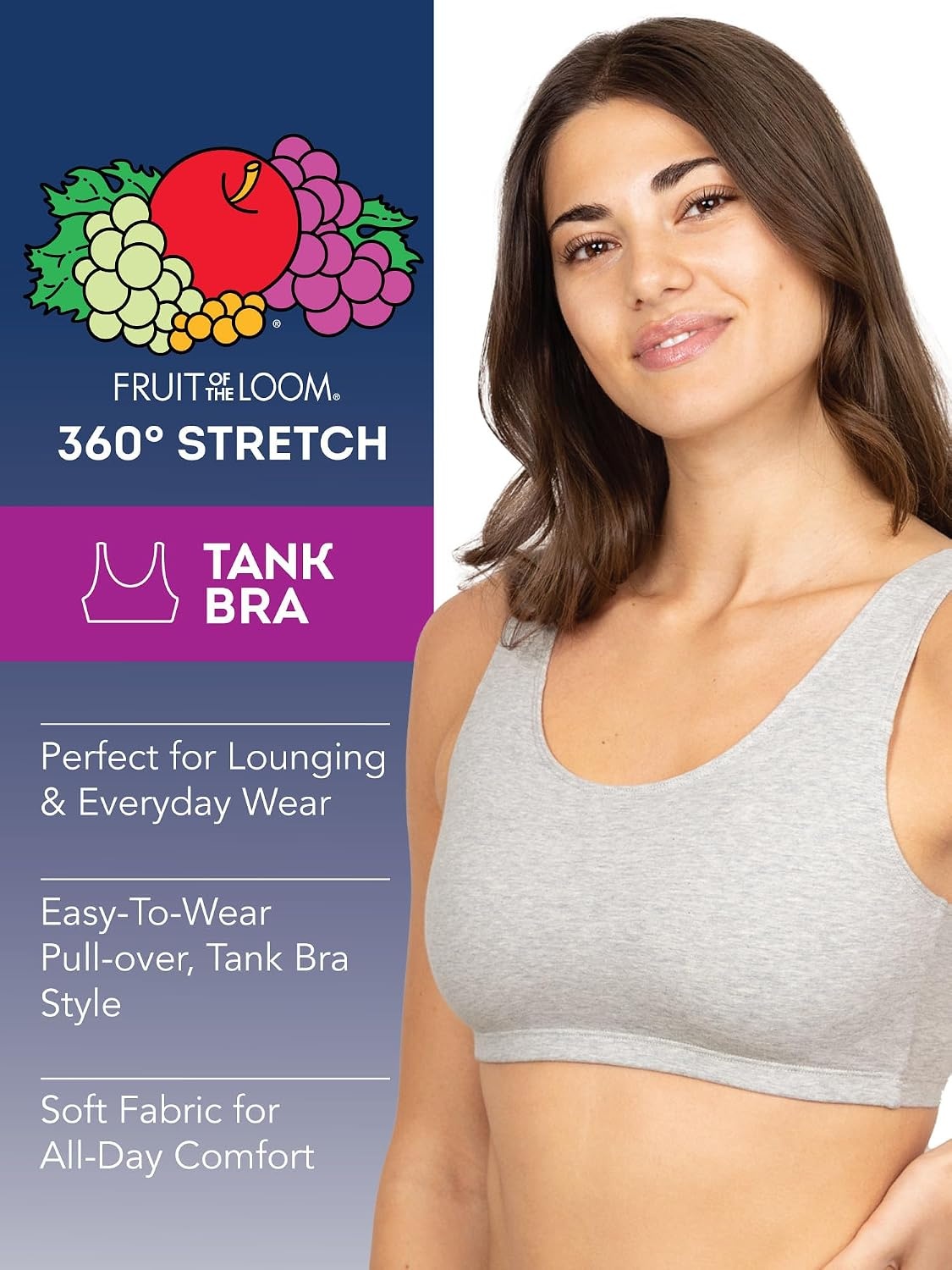 image:imageFruit of the Loom Womens Wireless Cotton Sports Bra MultipackHeather BlueWhiteHeather Grey