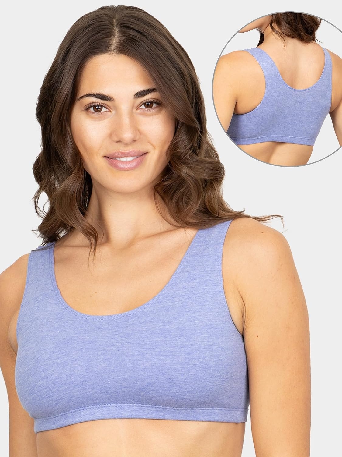 image:imageFruit of the Loom Womens Wireless Cotton Sports Bra MultipackHeather BlueWhiteHeather Grey