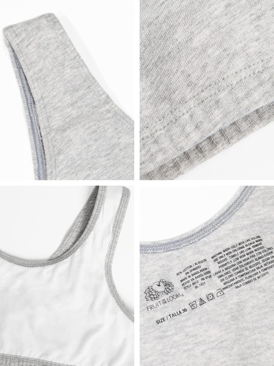 image:imageFruit of the Loom Womens Wireless Cotton Sports Bra MultipackModern TapestryWhiteAruba BlueDutch Blue
