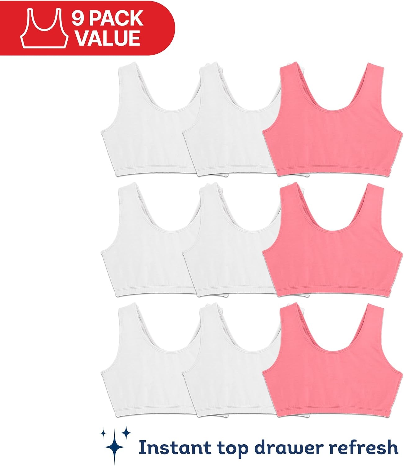image:imageFruit of the Loom Womens Wireless Cotton Sports Bra MultipackPopscileWhite