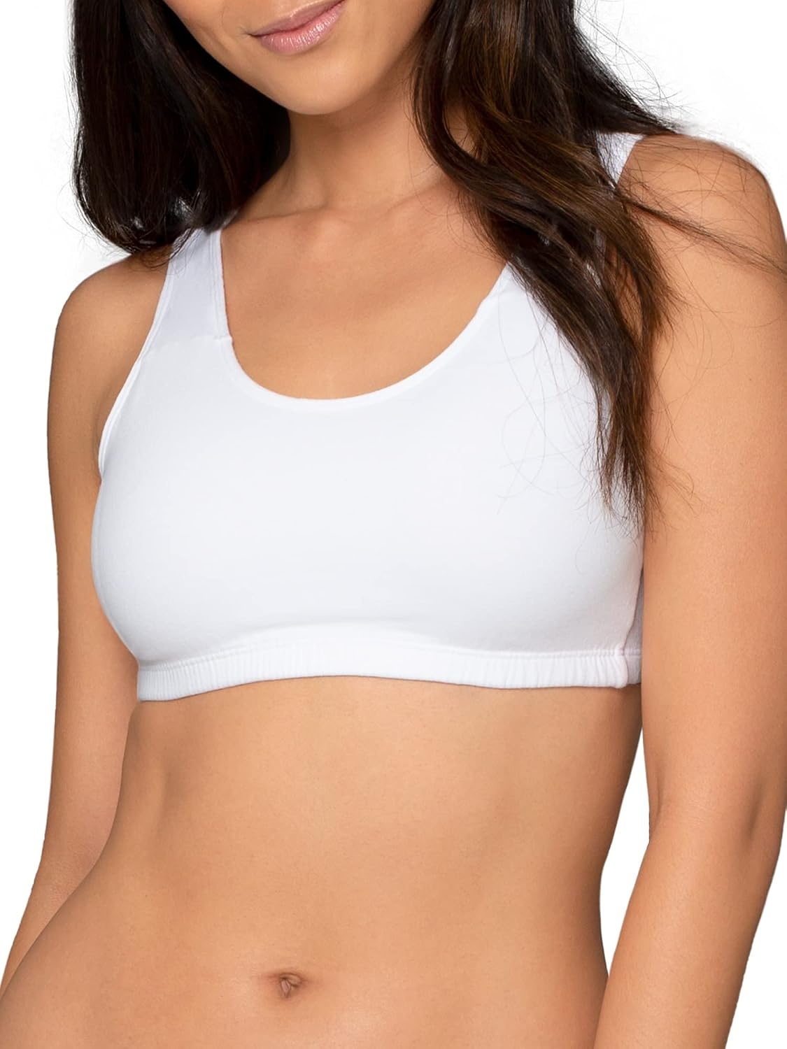 image:imageFruit of the Loom Womens Wireless Cotton Sports Bra MultipackWhiteWhiteWhite
