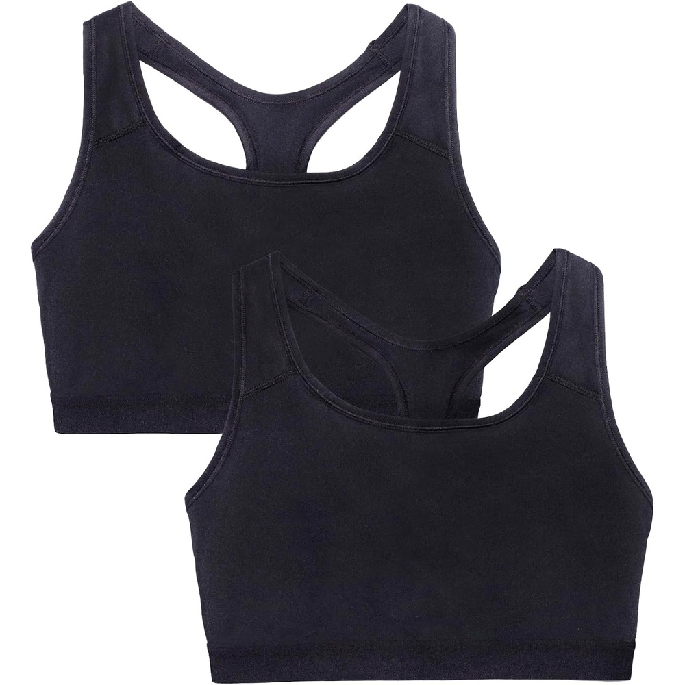 image:imageFruit of The Loom Womens Medium Impact Sports Bras Supports Without PaddingBlack HueBlack Hue