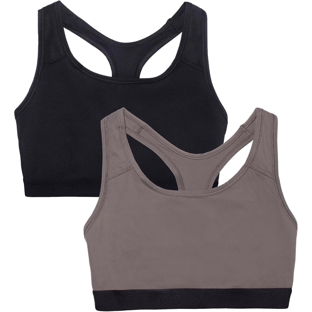 image:imageFruit of The Loom Womens Medium Impact Sports Bras Supports Without PaddingBlack HueCharcoal Heather