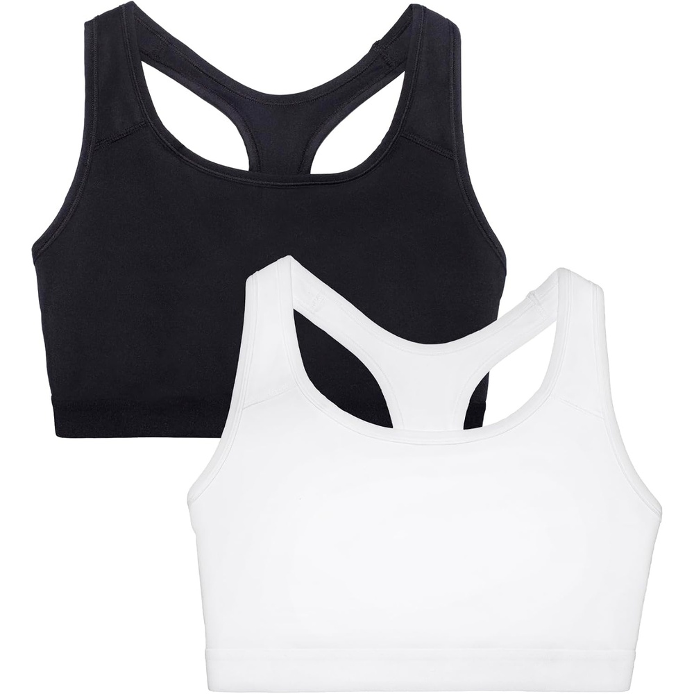 image:imageFruit of The Loom Womens Medium Impact Sports Bras Supports Without PaddingBlack HueWhite