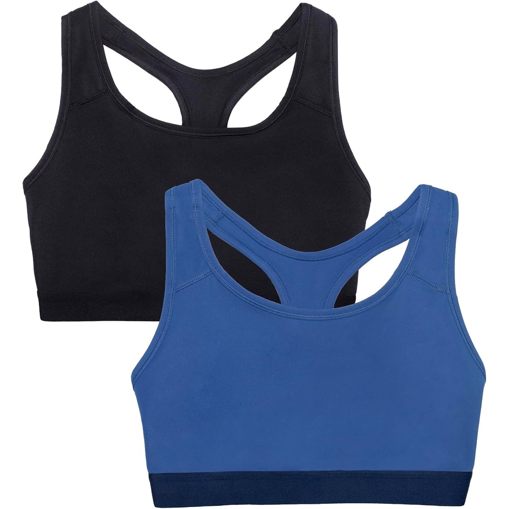 image:imageFruit of The Loom Womens Medium Impact Sports Bras Supports Without PaddingDutch Blue W NavyBlack Hue