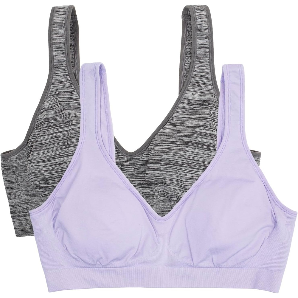 image:imageFruit of The Loom Womens Wireless Seamless BraLilac WhisperCharcoal Heather