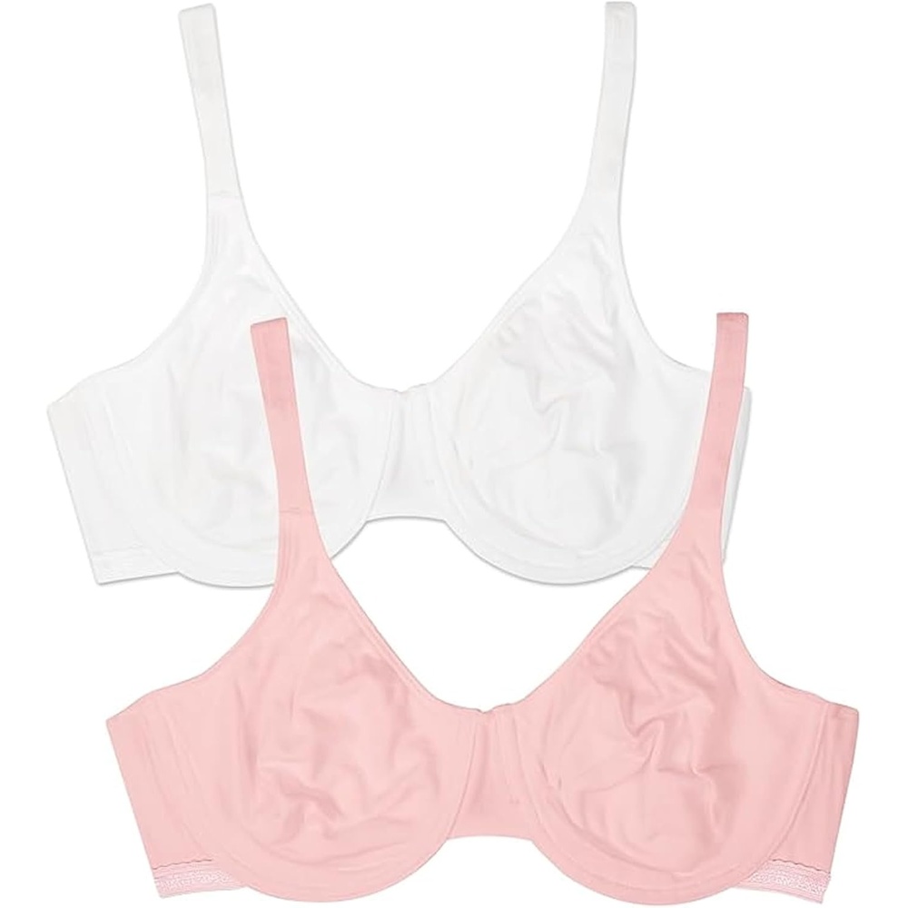 image:imageFruit of the Loom Womens Cotton Stretch Unlined Underwire Bra MultipackBittersweet Pink White86ck