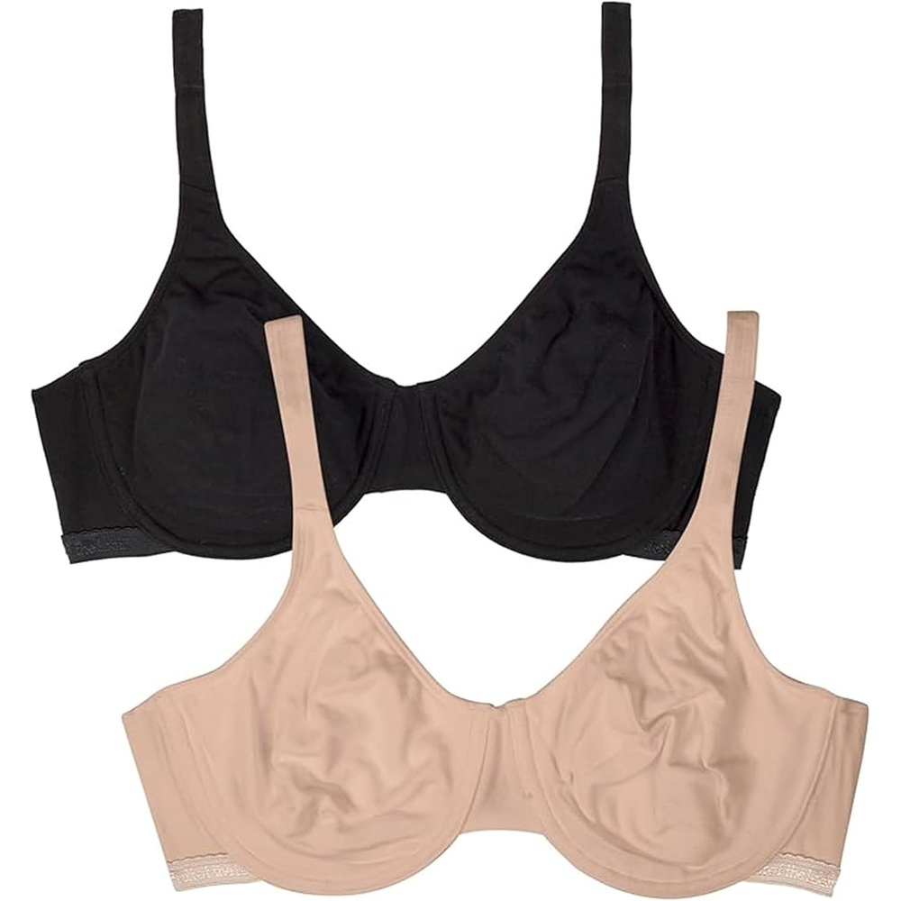 image:imageFruit of the Loom Womens Cotton Stretch Unlined Underwire Bra MultipackBlack Hue Sand