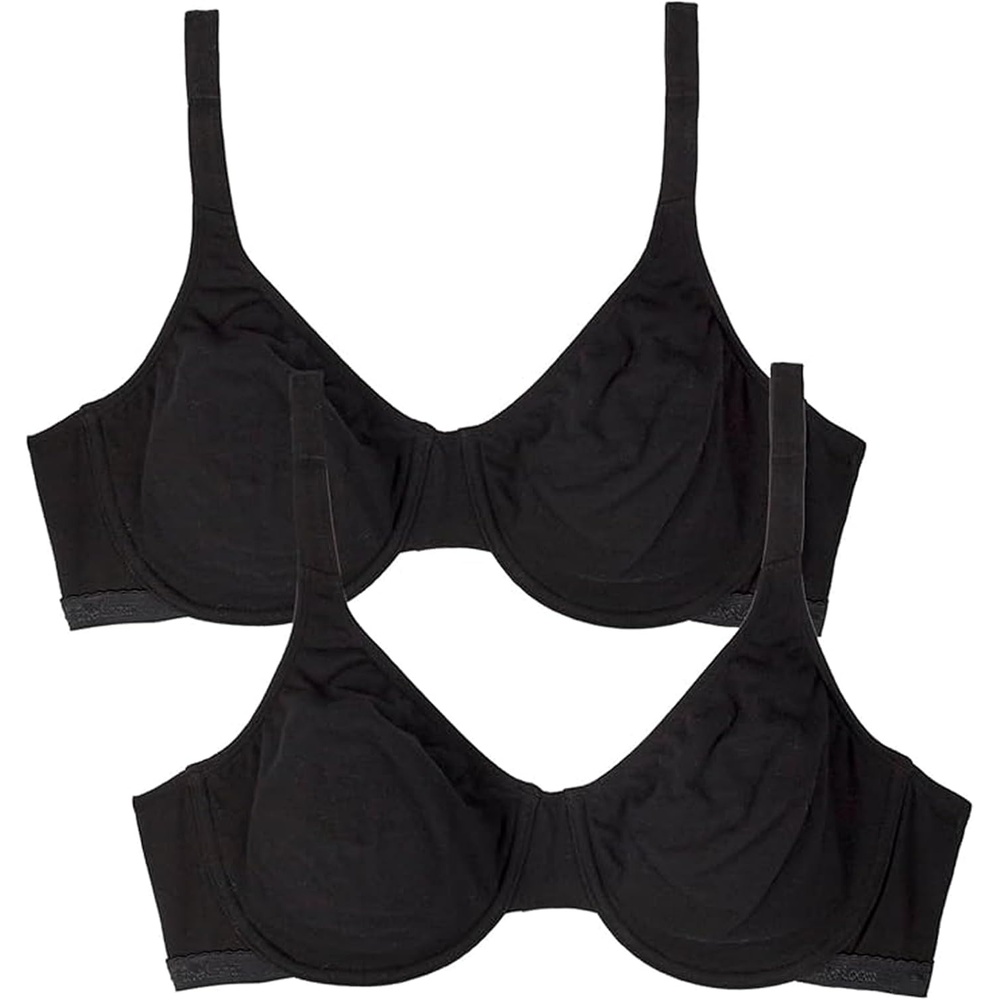 image:imageFruit of the Loom Womens Cotton Stretch Unlined Underwire Bra MultipackBlack HueBlack Hue