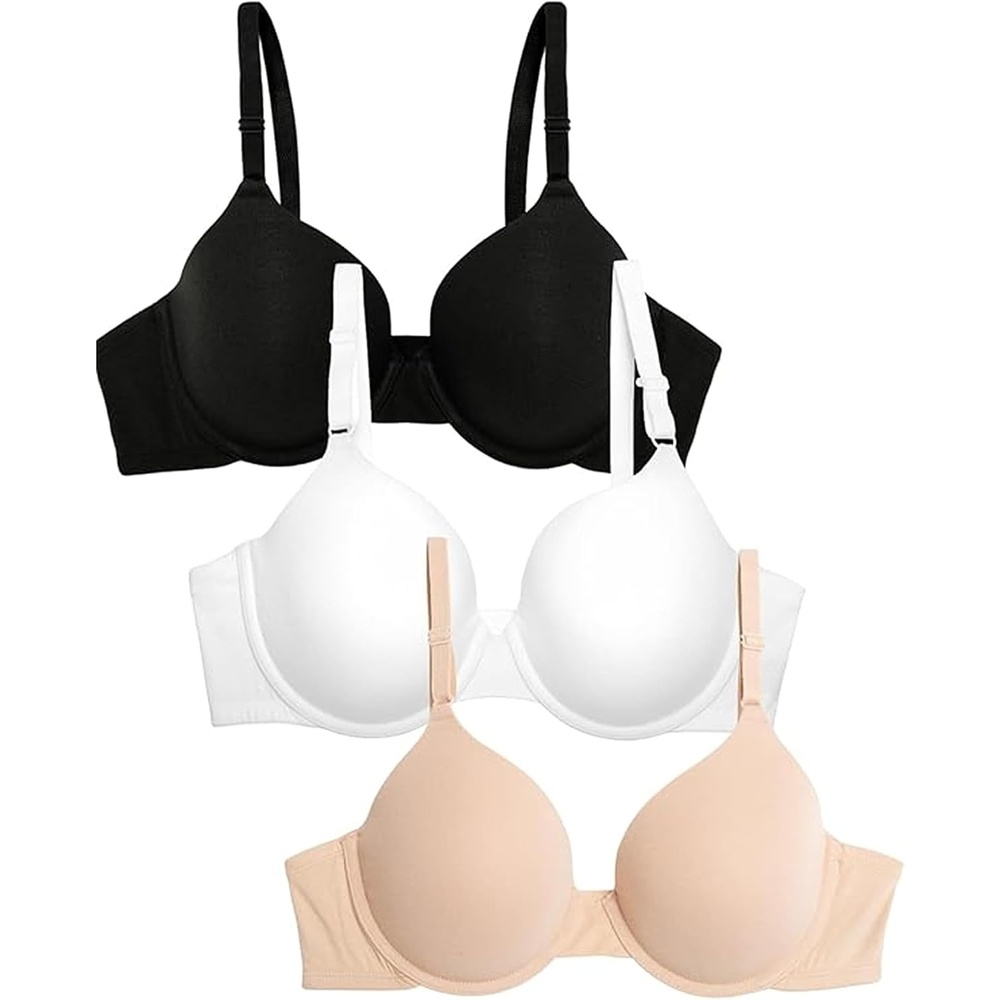 image:imageFruit of the Loom Womens Cotton TShirt Bra Underwire MultipackBlack HueSandWhite