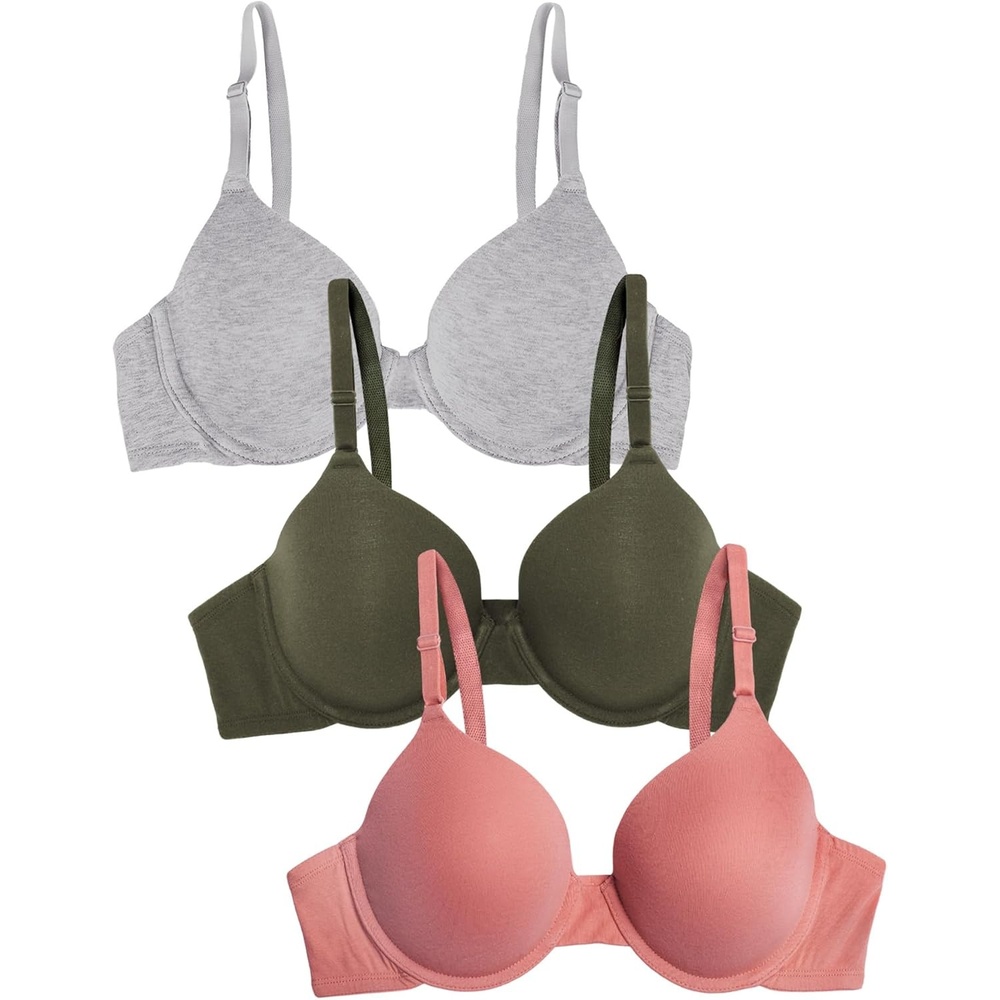 image:imageFruit of the Loom Womens Cotton TShirt Bra Underwire MultipackDesert DuskGrey HeatherOlive