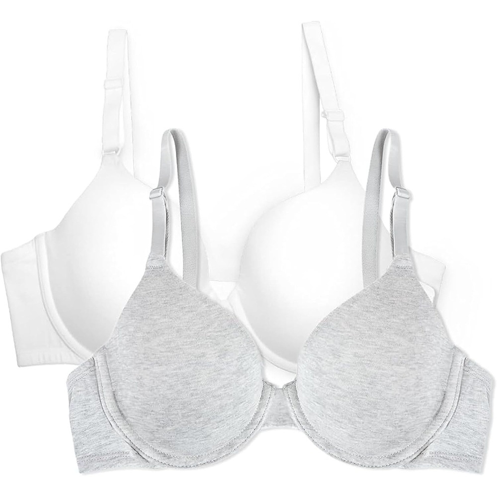 image:imageFruit of the Loom Womens Cotton TShirt Bra Underwire MultipackHeather GreyWhite
