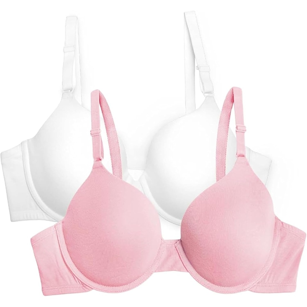 image:imageFruit of the Loom Womens Cotton TShirt Bra Underwire MultipackWhiteBlushing Rose