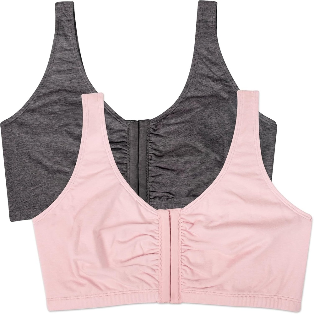 image:imageFruit of the Loom Womens FrontClose Sports Bra MultiPackBlushing RoseCharcoal Heather