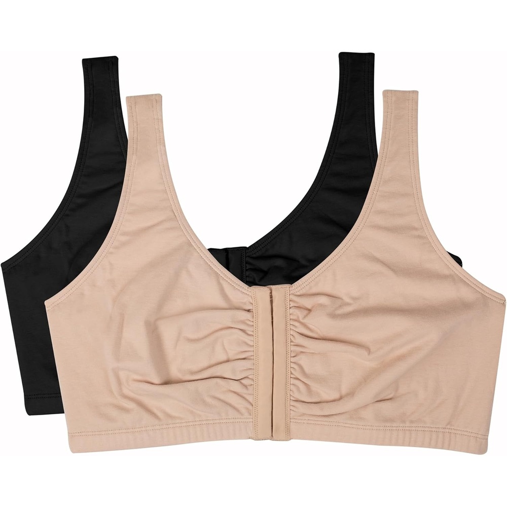 image:imageFruit of the Loom Womens FrontClose Sports Bra MultiPackSandBlack