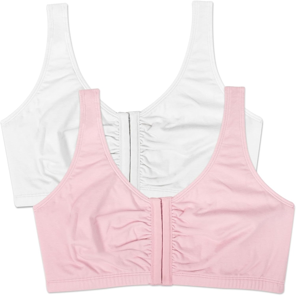 image:imageFruit of the Loom Womens FrontClose Sports Bra MultiPackWhiteBlushing Rose