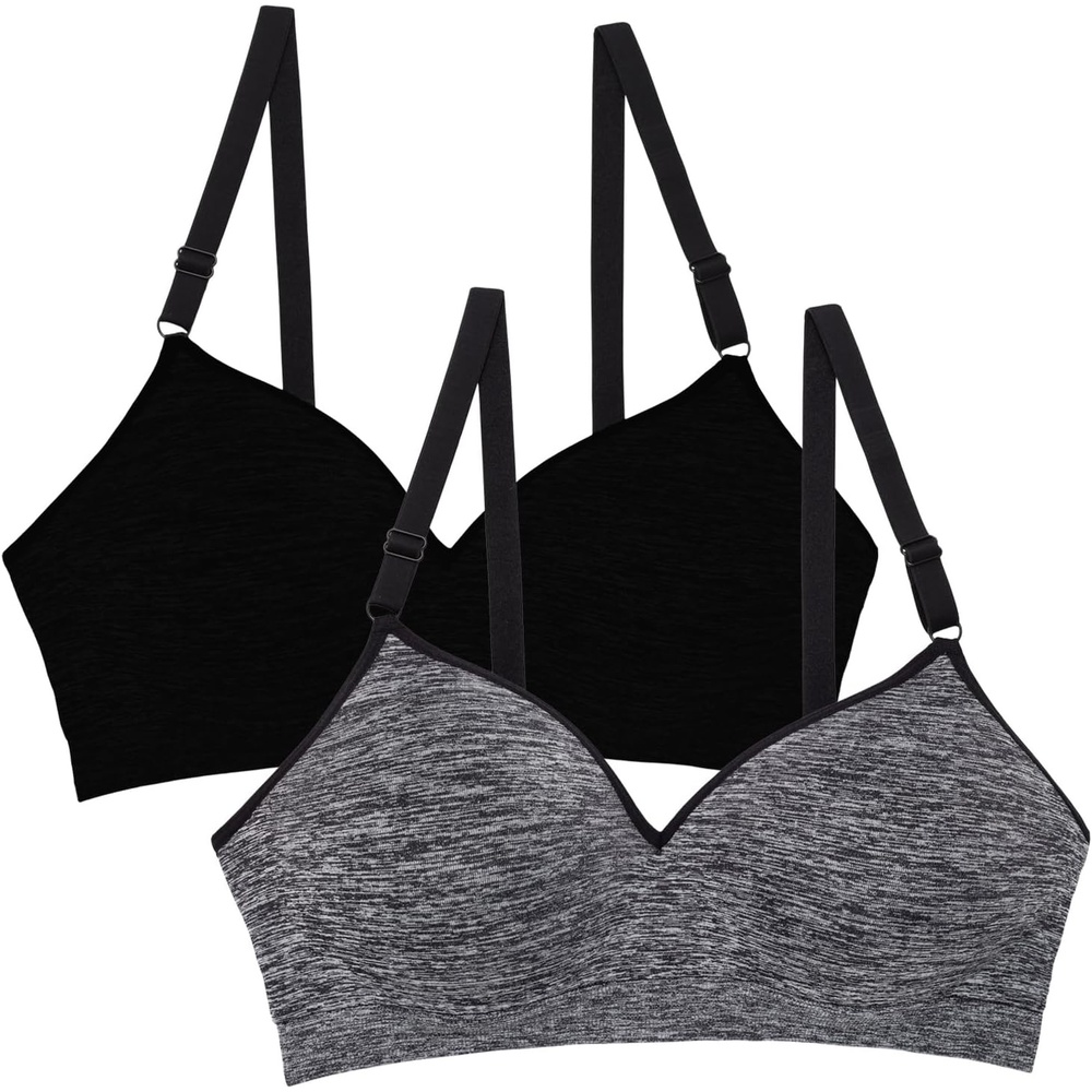 image:imageFruit of the Loom Womens Fruit of the Loom Womens Wireless Pushup BraBlack HueCharcoal Heather 2pack