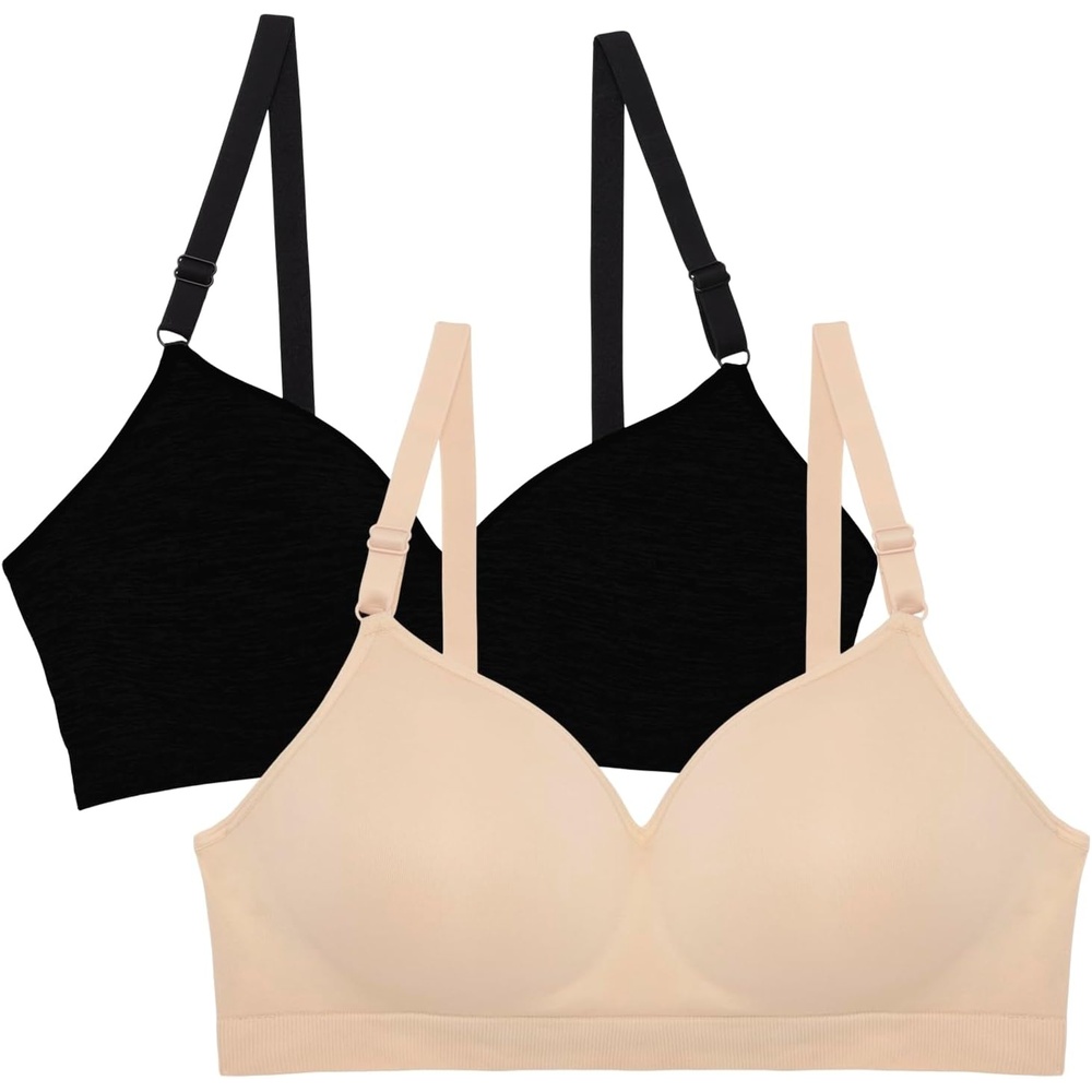 image:imageFruit of the Loom Womens Fruit of the Loom Womens Wireless Pushup BraBlack Huein the Buff 2pack