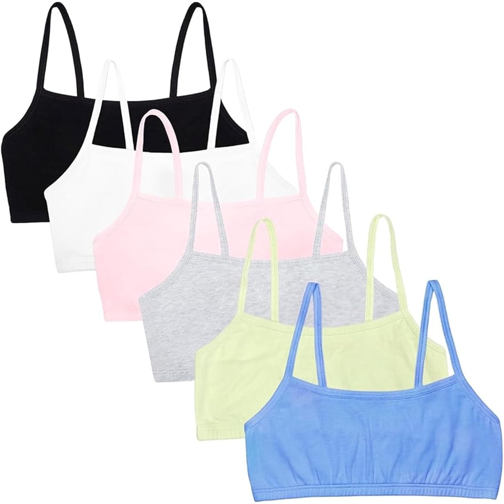 image:imageFruit of the Loom Womens Spaghetti Strap Cotton Cami Sports Bra MultipackCornflower BlueLentilWhiteKitty PinkGrey HeatherBlack Hue