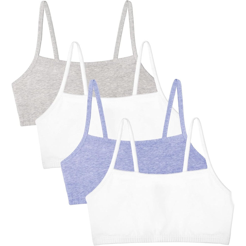 image:imageFruit of the Loom Womens Spaghetti Strap Cotton Cami Sports Bra MultipackHeather GreyWhiteWhiteBlue Heather