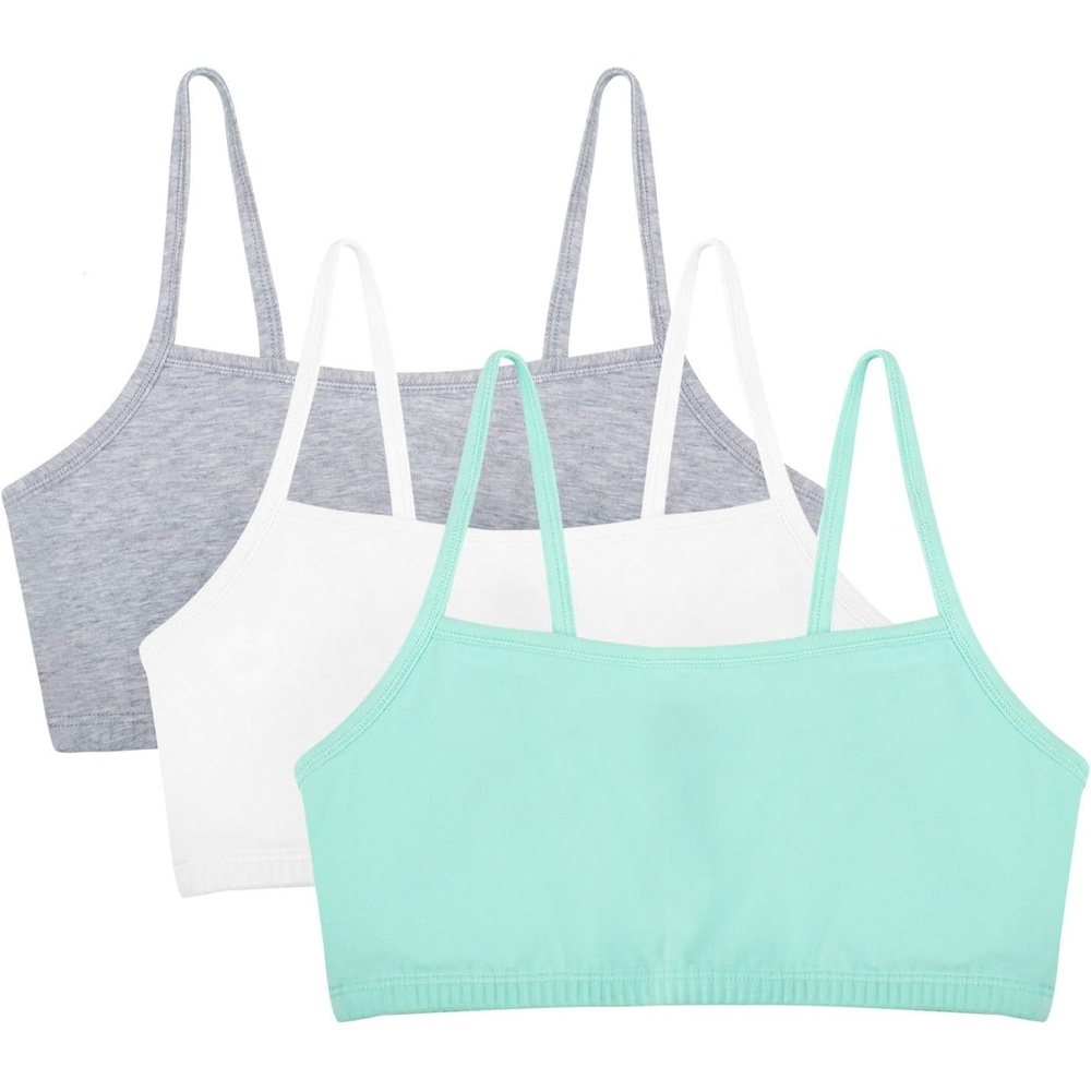 image:imageFruit of the Loom Womens Spaghetti Strap Cotton Cami Sports Bra MultipackMint ChipWhiteGrey Heather