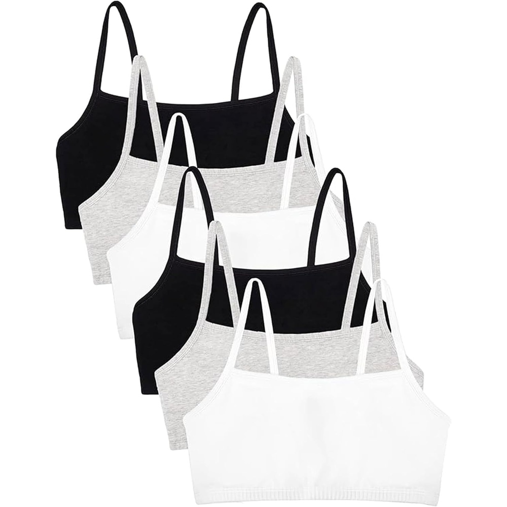 image:imageFruit of the Loom Womens Spaghetti Strap Cotton Cami Sports Bra MultipackWhiteHeather GrayBlackWhiteHeather GrayBlack