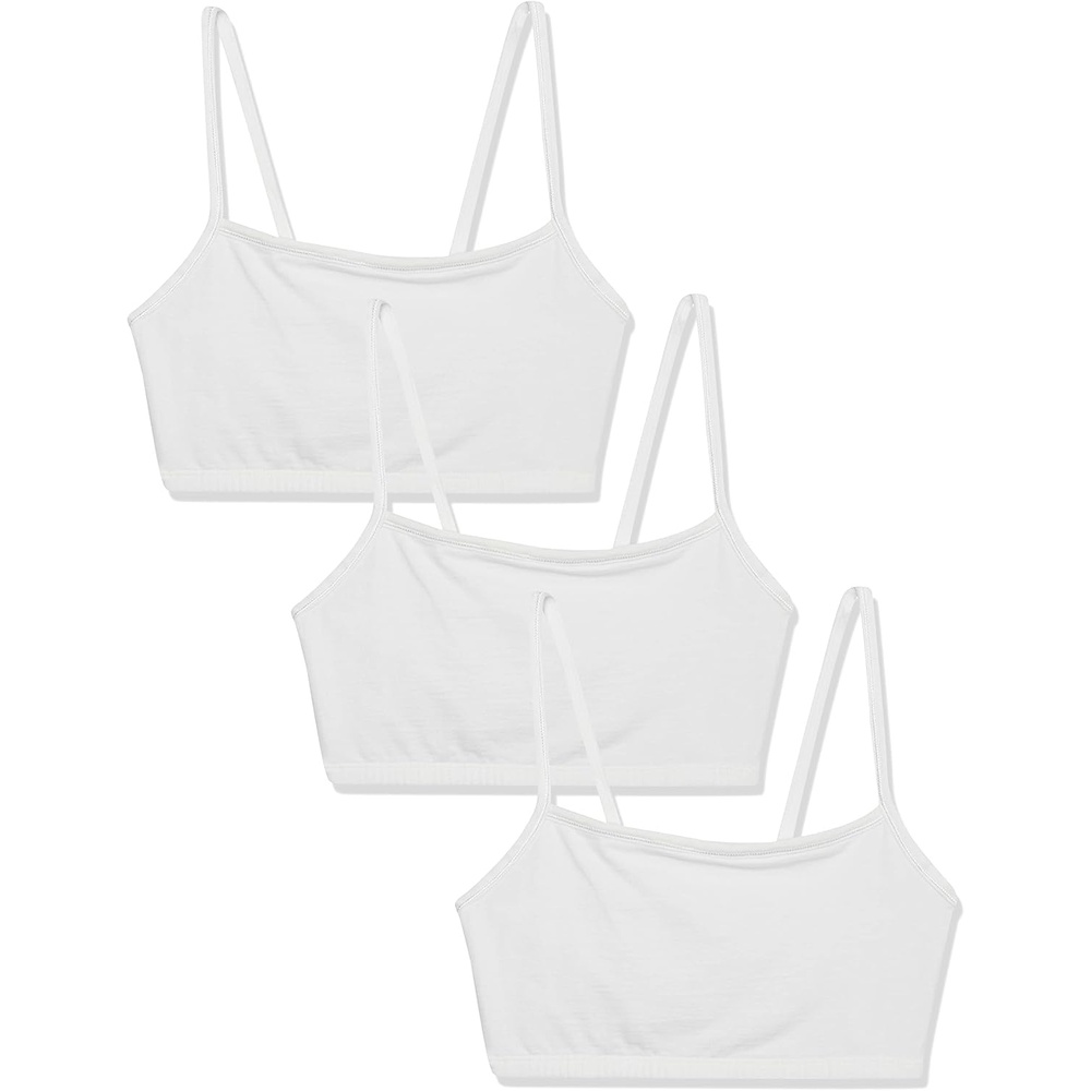 image:imageFruit of the Loom Womens Spaghetti Strap Cotton Cami Sports Bra MultipackWhiteWhiteWhite