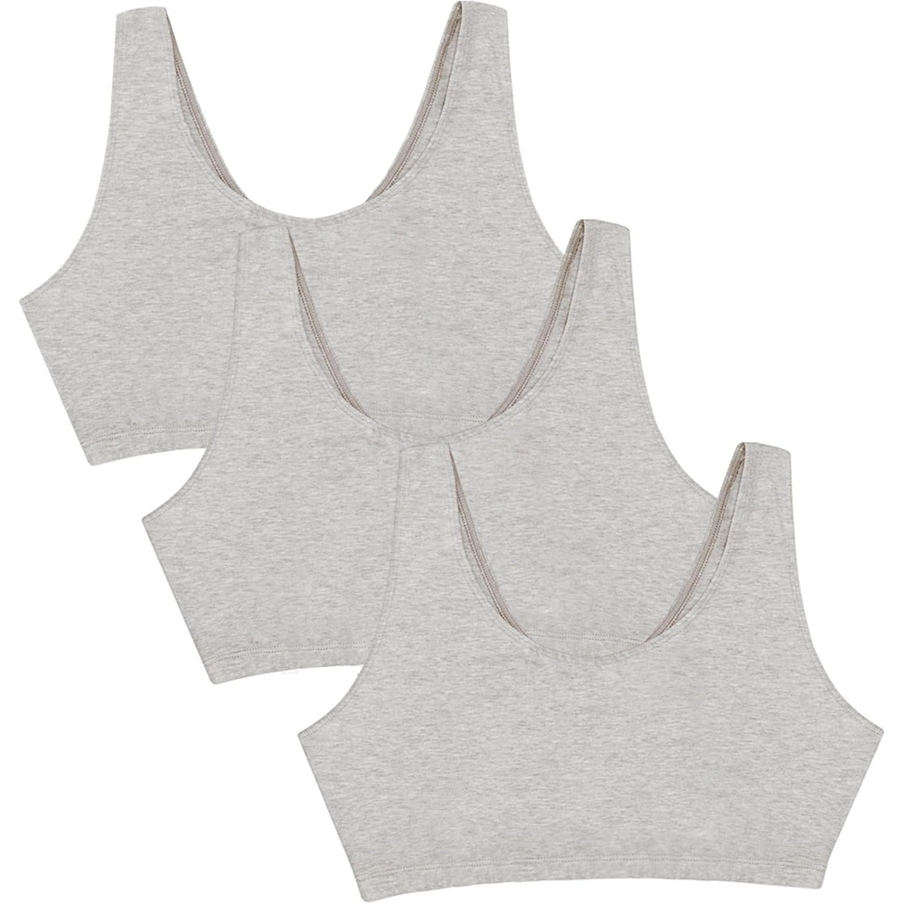 image:imageFruit of the Loom Womens Wireless Cotton Sports Bra MultipackGreyGreyGrey