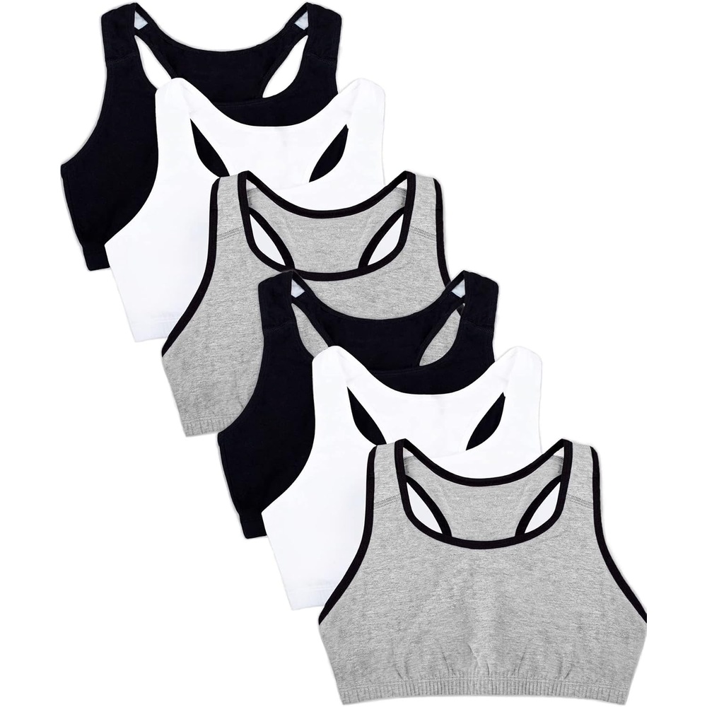 image:imageFruit of the Loom Womens Wireless Cotton Sports Bra MultipackHeather Grey W BlackWhiteBlackHeather Grey W BlackWhiteBlack
