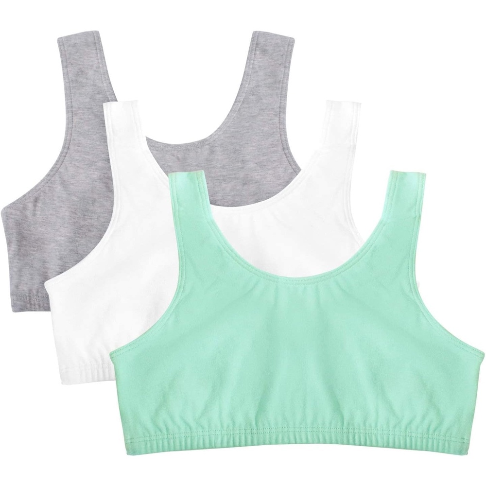 image:imageFruit of the Loom Womens Wireless Cotton Sports Bra MultipackMint ChipWhiteGrey Heather
