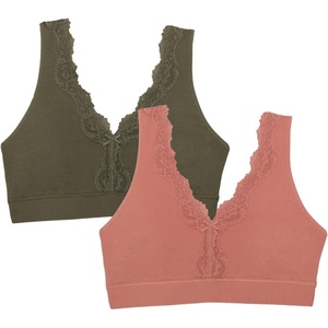 Fruit of The Loom Women’s 2-Pack Full Coverage Wireless Cotton Bra – Soft & Everyday Comfort(Desert Dusk/Olive Night)