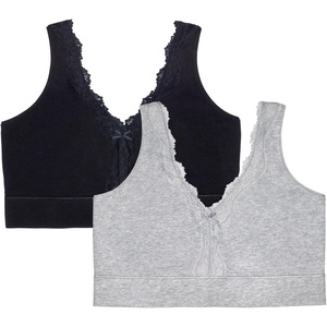 Fruit of The Loom Women’s 2-Pack Full Coverage Wireless Cotton Bra – Soft & Everyday Comfort(Grey Heather/Black Hue)