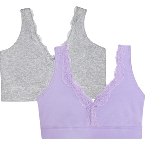 Fruit of The Loom Women’s 2-Pack Full Coverage Wireless Cotton Bra – Soft & Everyday Comfort(Lilac Whisper/Grey Heather)