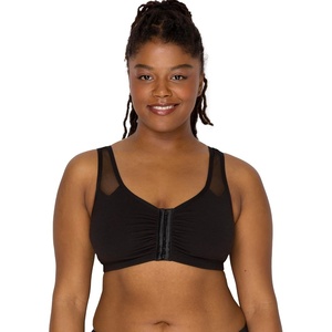 Fruit of The Loom Women’s Comfort Front Close Sport Bra with Mesh Straps(Black Hue)
