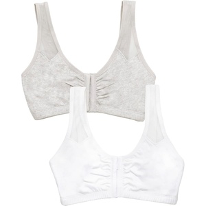 Fruit of The Loom Women’s Comfort Front Close Sport Bra with Mesh Straps(Heather Grey/White)
