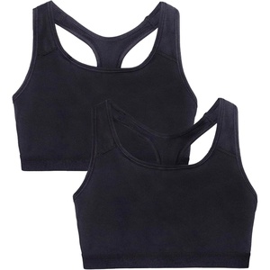 Fruit of The Loom Women’s Medium Impact Sports Bras Supports Without Padding(Black Hue/Black Hue)