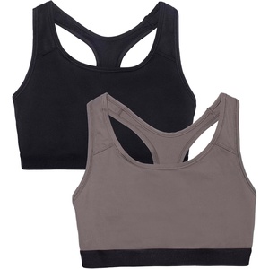 Fruit of The Loom Women’s Medium Impact Sports Bras Supports Without Padding(Black Hue/Charcoal Heather)