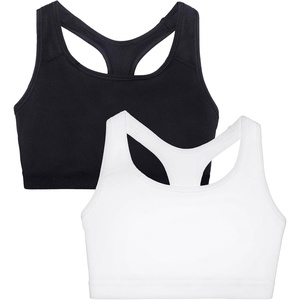 Fruit of The Loom Women’s Medium Impact Sports Bras Supports Without Padding(Black Hue/White)