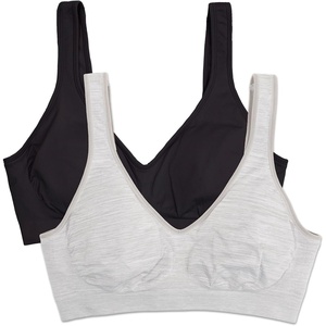 Fruit of The Loom Women’s Wireless Seamless Bra(Black Hue/Grey Heather)