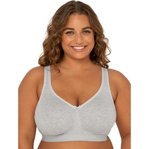 Fruit of the Loom Fit for Me Women’s Plus Size Cotton Unlined Wireless Bra(Heather Grey)