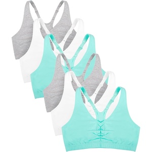 Fruit of the Loom Women’s Adjustable Shirred Front Racerback Sports Bra Multi Packs!(Mint/White/Grey/Mint/White/Grey)