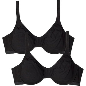 Fruit of the Loom Women’s Cotton Stretch Unlined Underwire Bra, Multipack(Black Hue/Black Hue)