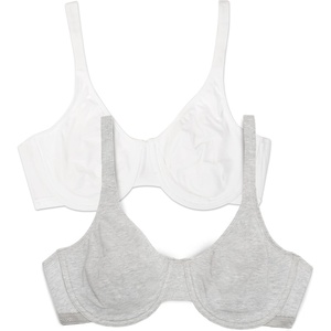 Fruit of the Loom Women’s Cotton Stretch Unlined Underwire Bra, Multipack(Heather Grey /White 86ck)