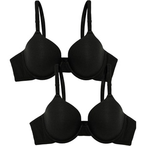 Fruit of the Loom Women’s Cotton T-Shirt Bra, Underwire, Multipack(Black Hue/Black Hue)