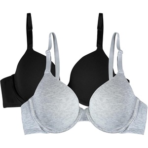 Fruit of the Loom Women’s Cotton T-Shirt Bra, Underwire, Multipack(Black Hue/Grey Heather)