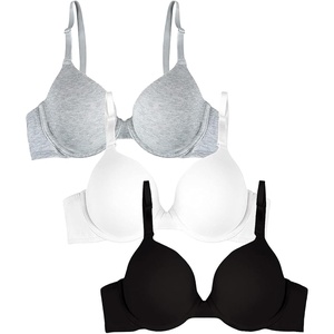 Fruit of the Loom Women’s Cotton T-Shirt Bra, Underwire, Multipack(Black/White/Grey Heather)