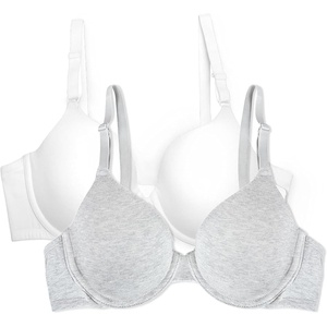 Fruit of the Loom Women’s Cotton T-Shirt Bra, Underwire, Multipack(Heather Grey/White)