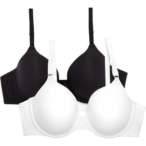 Fruit of the Loom Women’s Cotton T-Shirt Bra, Underwire, Multipack(White/Black Hue)