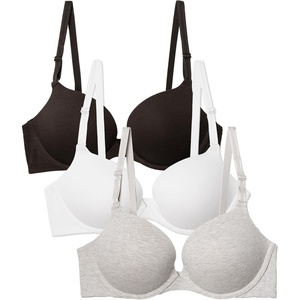 Fruit of the Loom Women’s Everyday Cotton Push-up Bra(Black/White/Heather Grey)