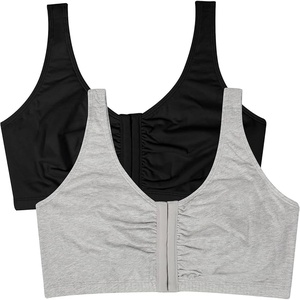 Fruit of the Loom Women’s Front-Close Sports Bra Multi-Pack(Black Hue/Heather Grey)